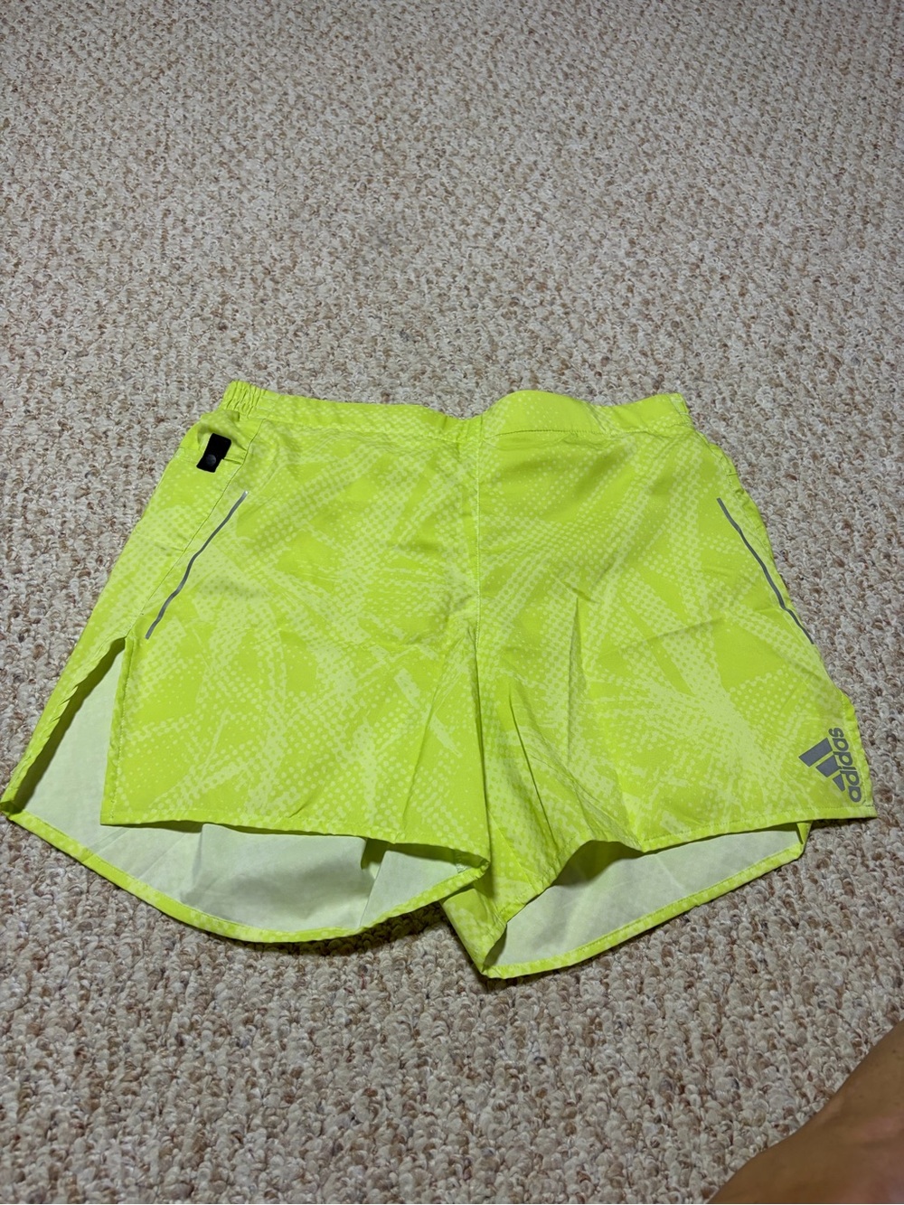 Adidas men’s  Neon Yellow Athletic Running Shorts